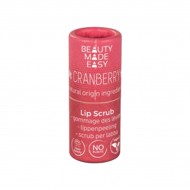 Scrub pentru buze vegan, zero plastic, Cranberry, Beauty Made Easy, 6g